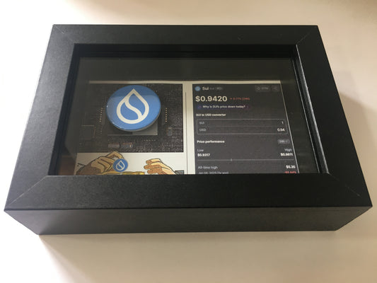 Quadro Sui 3D com Moeda Física – Peça de Coleção Cripto