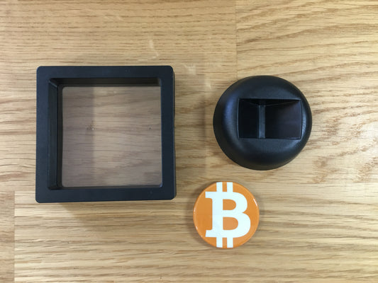 Expositor Bitcoin 3D com Moeda – Peça Decorativa para Setup Cripto