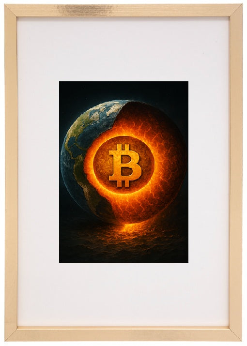 Moldura que representa a energia emergente da criptomoeda bitcoin.