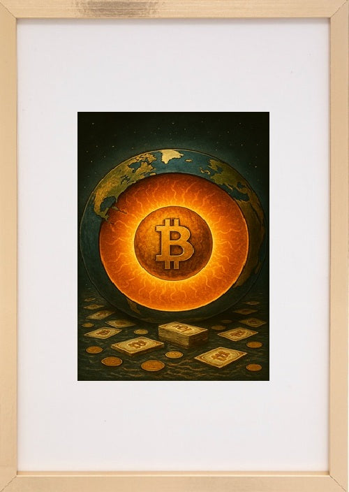 Moldura alusiva à criptomoeda bitcoin-btc. Representa a energia que impulsiona as restantes criptomoedas.