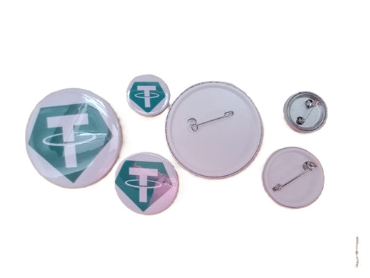 Pin botton colecionável criptomoeda tether medida 38mm