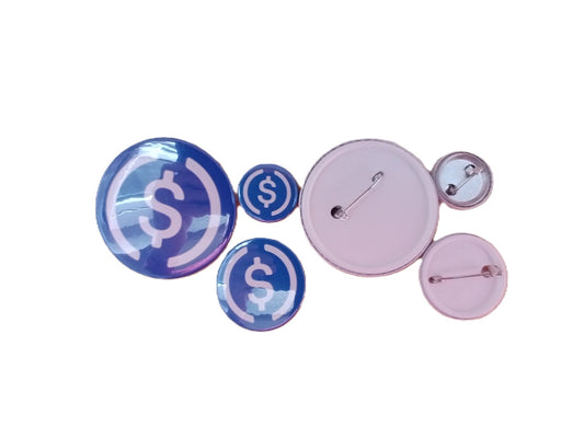 Pin botton colecionável criptomoeda usdc 38mm