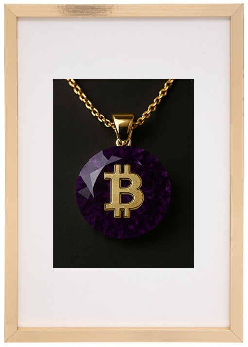 Quadro bege ametista alusivo à criptomoeda bitcoin