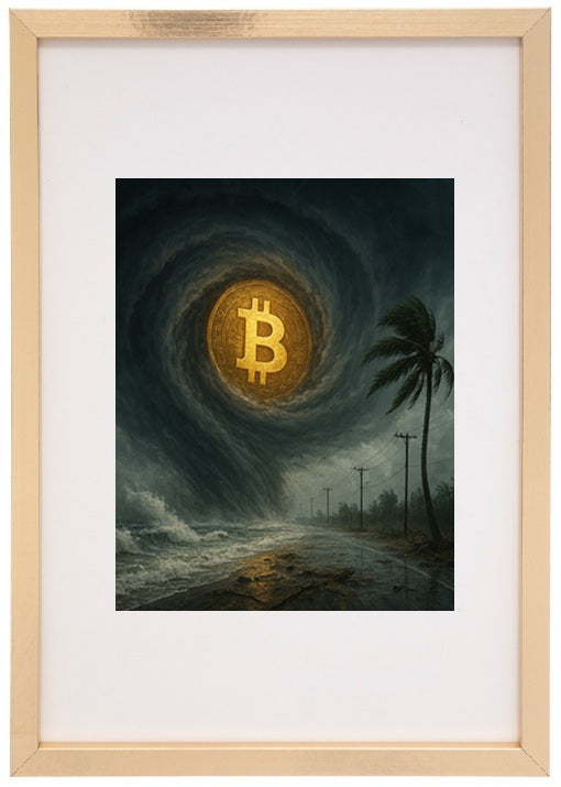 Quadro bege categoria 5 alusivo à criptomoeda bitcoin