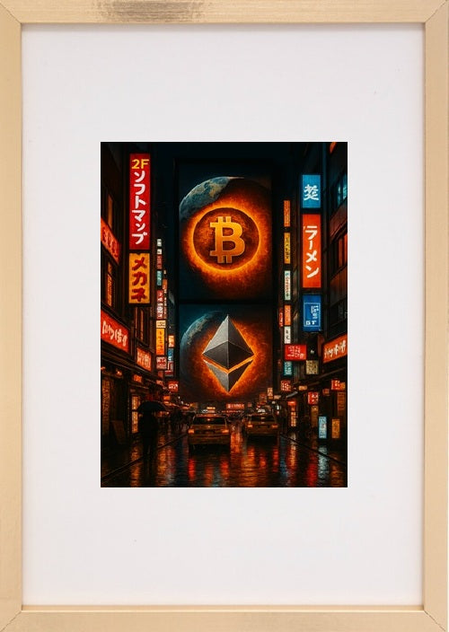 Quadro alusivo às criptomoedas bitcoin-btc e ethereum-eth