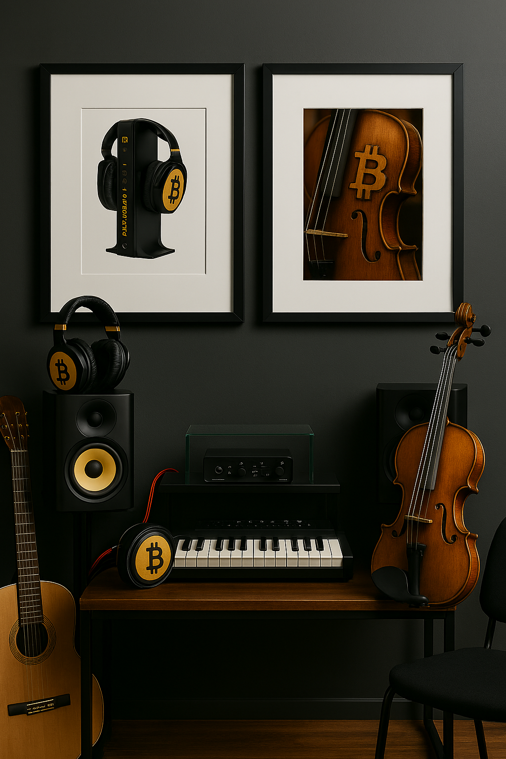 Quadros e molduras alusivas ao universo das criptomoedas