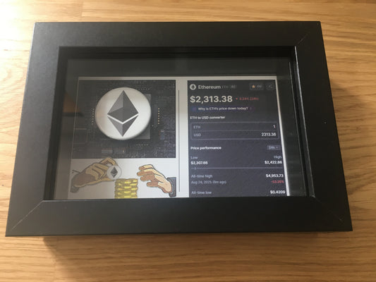 Quadro Ethereum 3D com Moeda Física – Peça de Coleção Cripto
