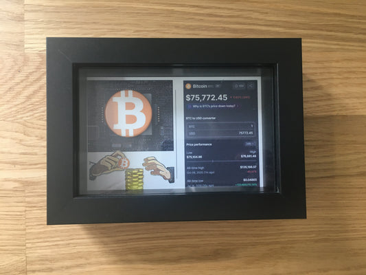 Quadro Bitcoin 3D com Moeda Física – Peça de Coleção Cripto