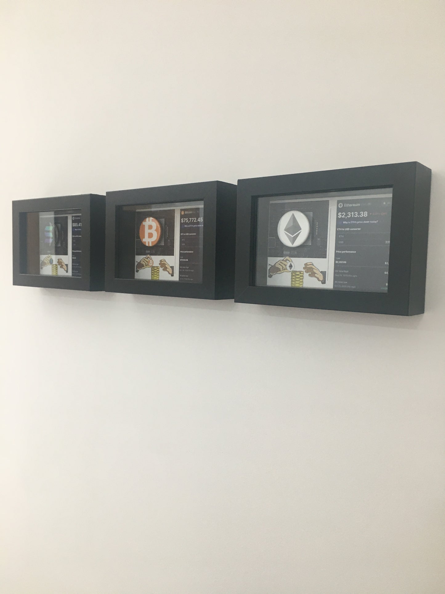Quadro Ethereum 3D com Moeda Física – Peça de Coleção Cripto