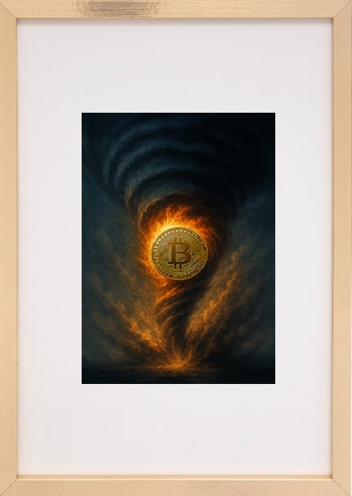 Moldura alusiva à criptomoeda bitcoin-btc- Representa a energia e mudança no sistema financeiro digital.