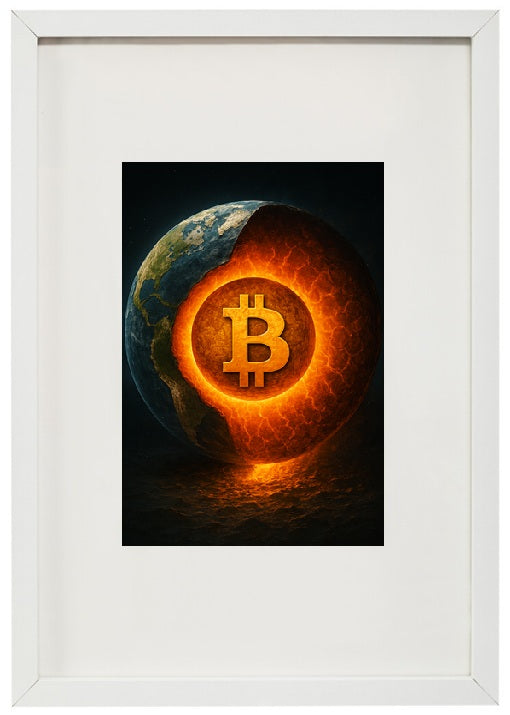 Moldura que representa a energia emergente da criptomoeda bitcoin. 
