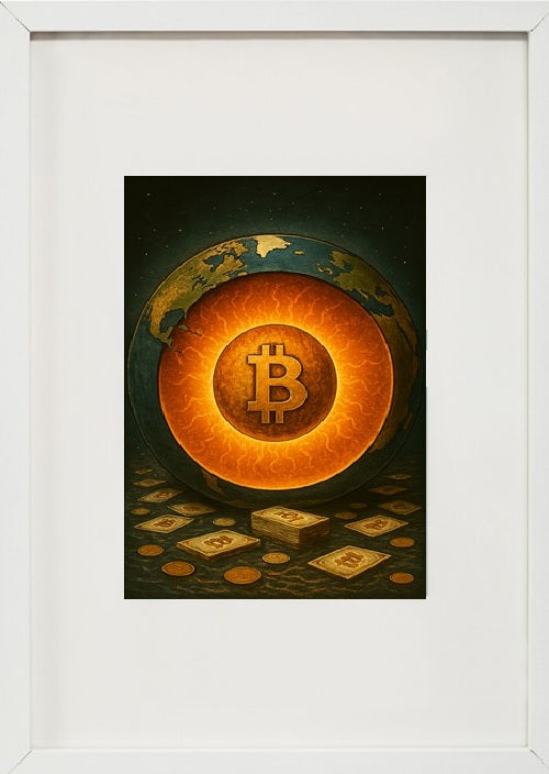 Moldura alusiva à criptomoeda bitcoin-btc. Representa a energia que impulsiona as restantes criptomoedas.