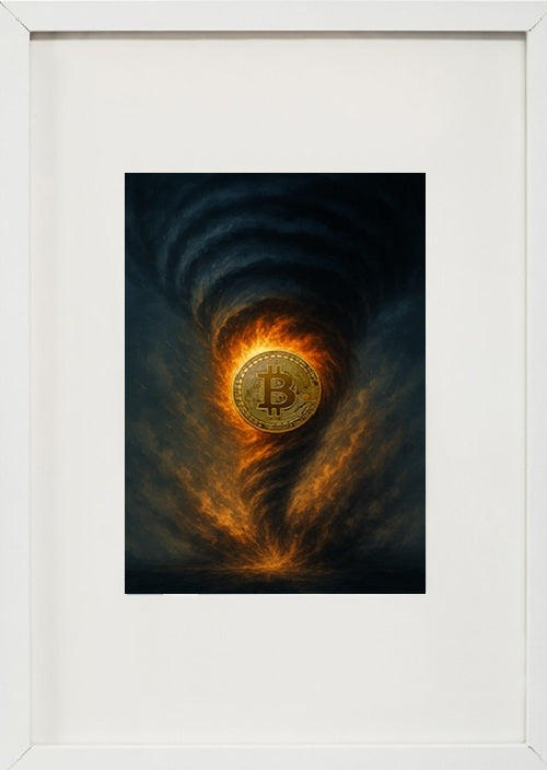 Moldura alusiva à criptomoeda bitcoin-btc- Representa a energia e mudança no sistema financeiro digital.
