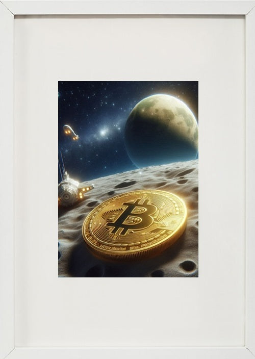 Moldura branca alusiva à criptomoeda bitcoin btc