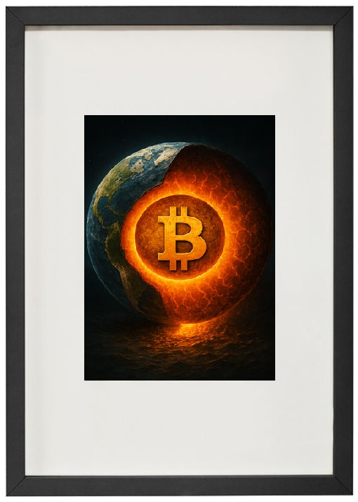 Moldura que representa a energia emergente da criptomoeda bitcoin. 