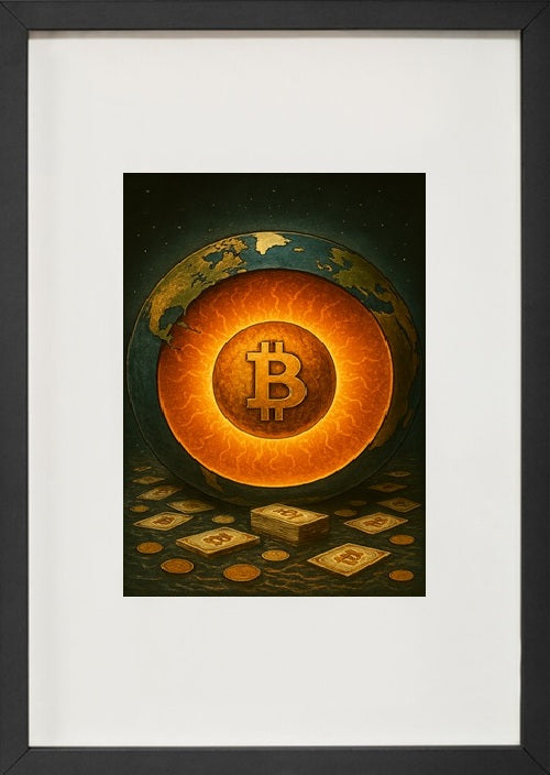 Moldura alusiva à criptomoeda bitcoin-btc. Representa a energia que impulsiona as restantes criptomoedas.