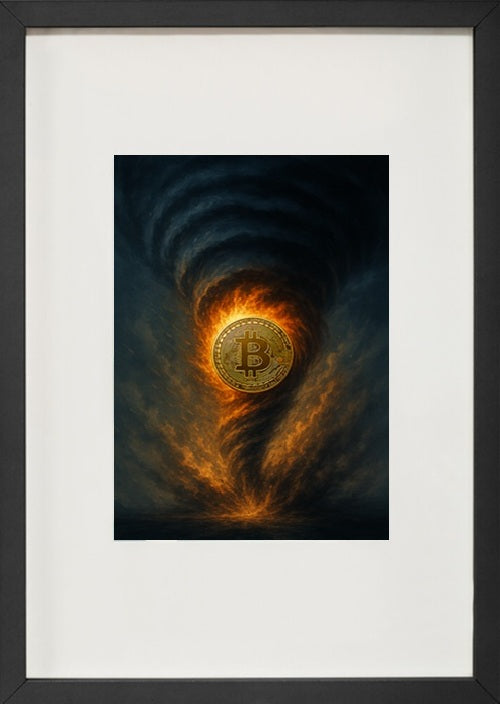 Moldura alusiva à criptomoeda bitcoin-btc- Representa a energia e mudança no sistema financeiro digital.