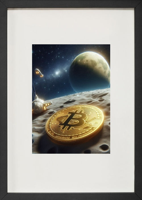 Moldura preta alusiva à criptomoeda bitcoin btc