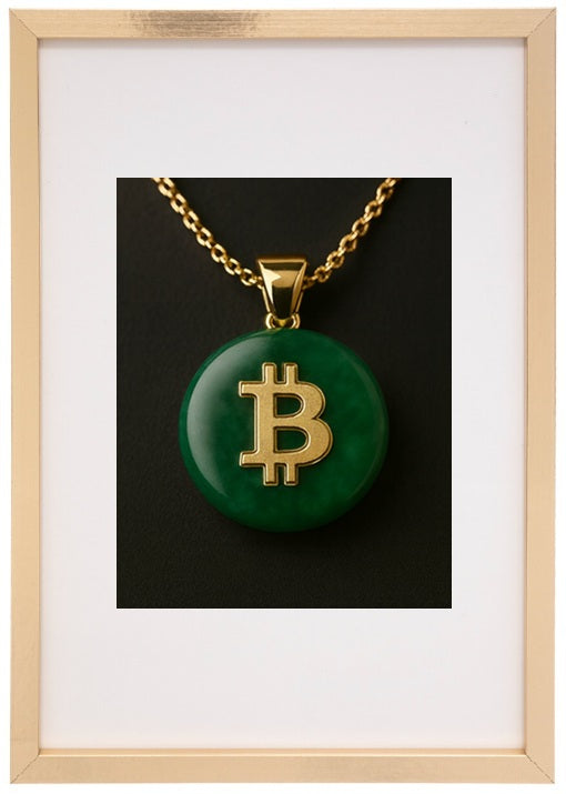 Moldura bege jade alusiva à criptomoeda bitcoin