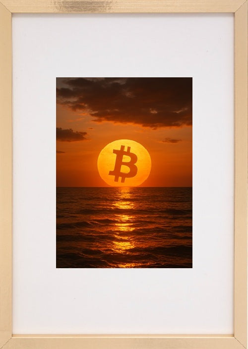 Quadro alusivo à criptomoeda bitcoin-btc. Representa o fim de mais um dia de trading no universo das criptomoedas.