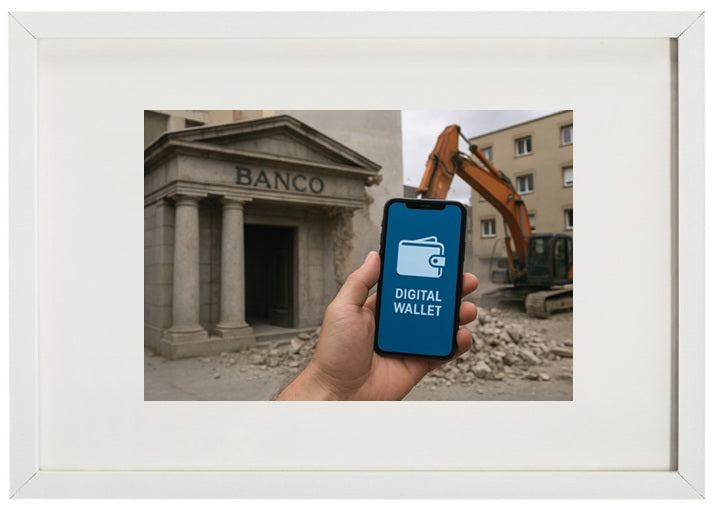 Quadro branco carteira digital alusivo à criptomoeda bitcoin