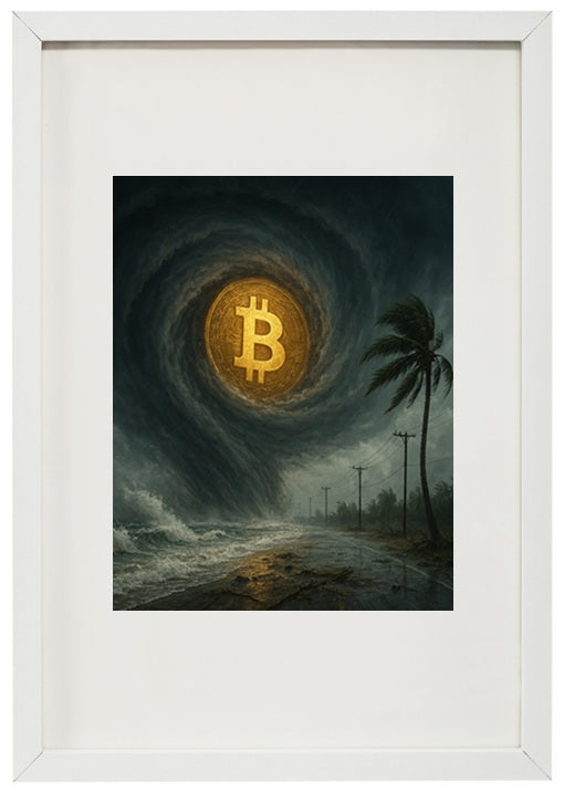 Quadro branco categoria 5 alusivo à criptomoeda bitcoin