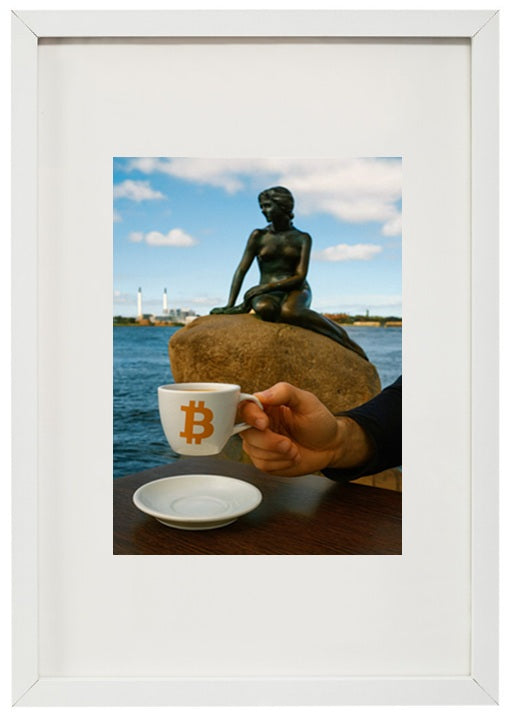 Quadro branco Copenhaga alusivo à criptomoeda bitcoin