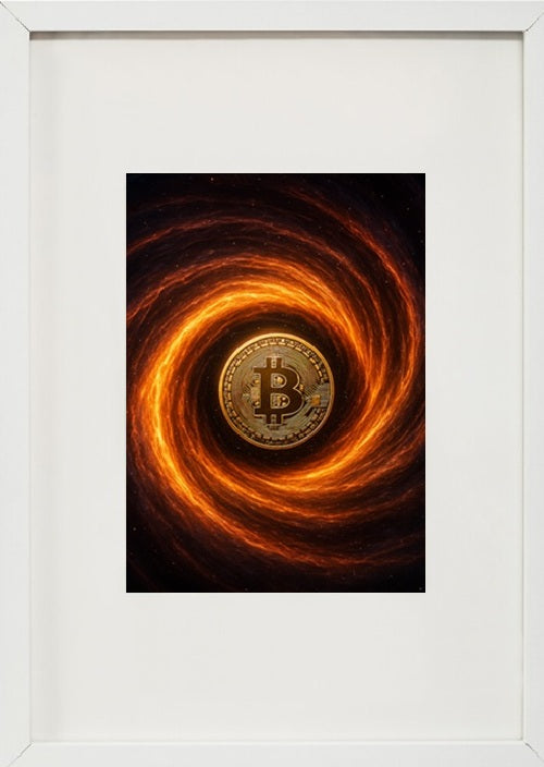 Quadro branco alusivo à criptomoeda bitcoin