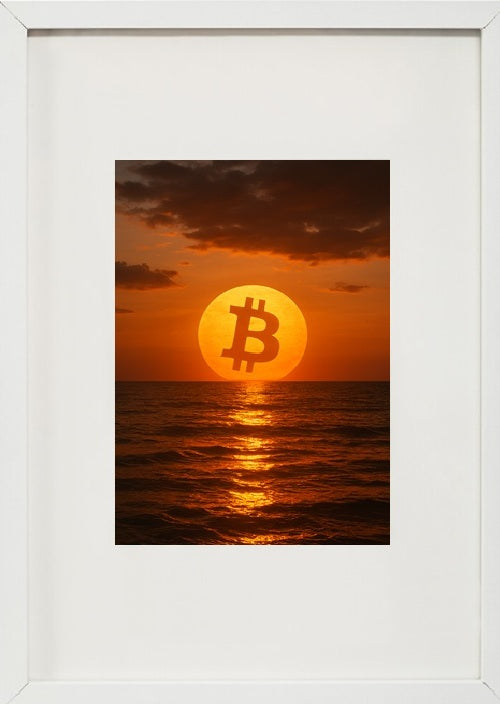 Quadro alusivo à criptomoeda bitcoin-btc. Representa o fim de mais um dia de trading no universo das criptomoedas.