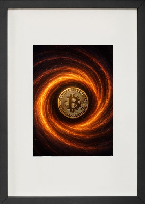 Quadro preto alusivo à criptomoeda bitcoin