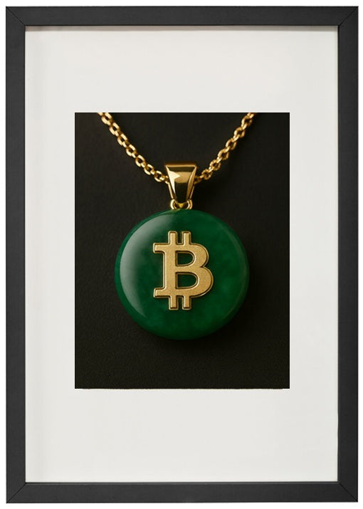 Quadro preto jade alusivo à criptomoeda bitcoin