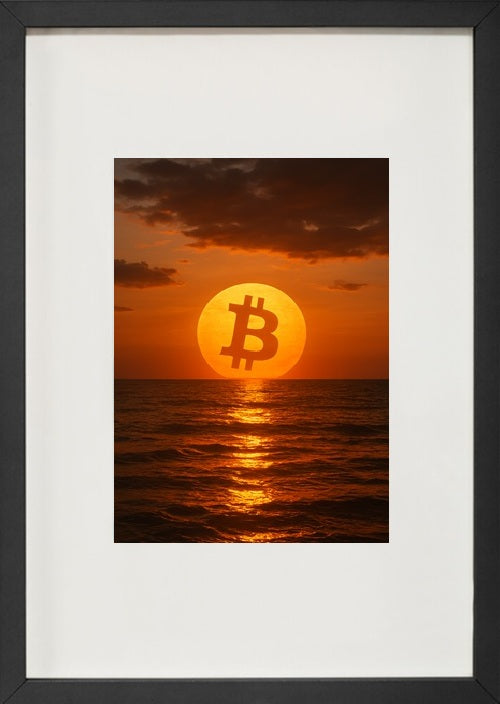 Quadro alusivo à criptomoeda bitcoin-btc. Representa o fim de mais um dia de trading no universo das criptomoedas.